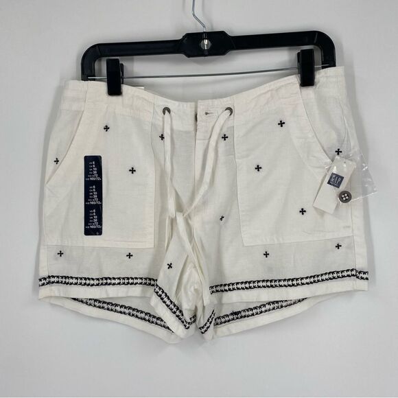 GAP Women’s Linen Blend White Embroidered Shorts size 6 - Picture 1 of 3